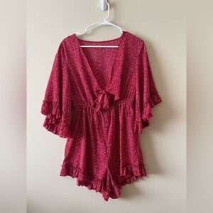 Shein Ruffled Keyhole Tie Romper